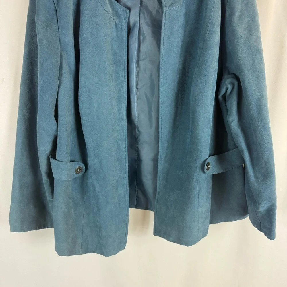 Dress Barn Women's 20 W dressy blazer jacket turquoise faux suede